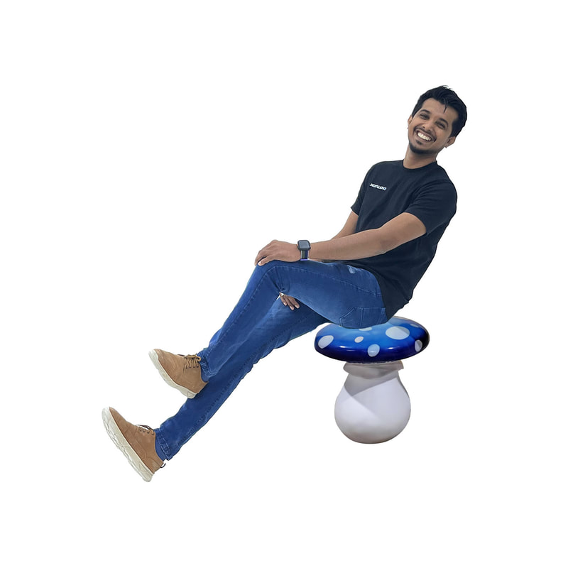 P-ST803-DB Toadstool seat painted in dark blue shades