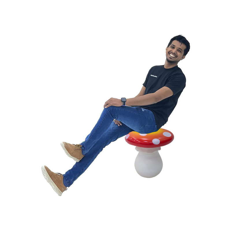P-ST803-OR Toadstool seat painted in orange shades
