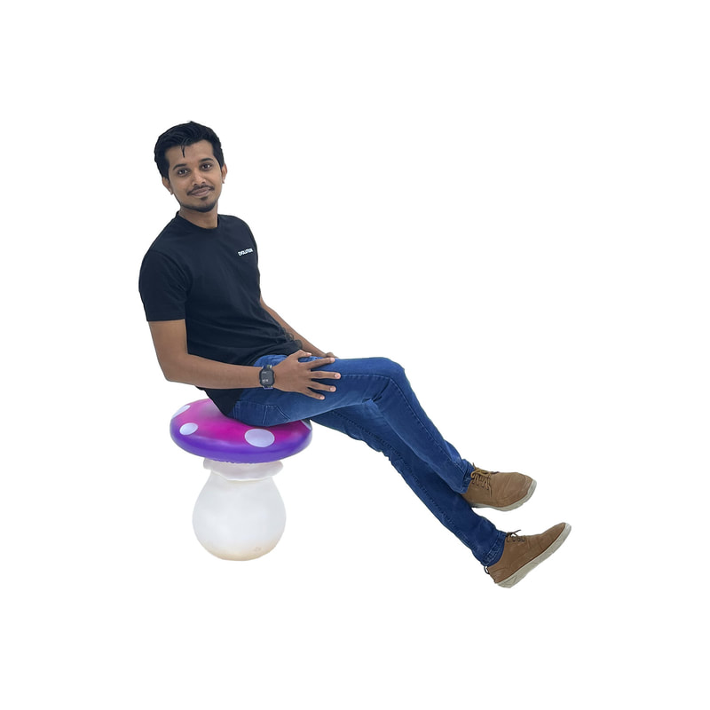 P-ST803-PR Toadstool seat painted in purple shades