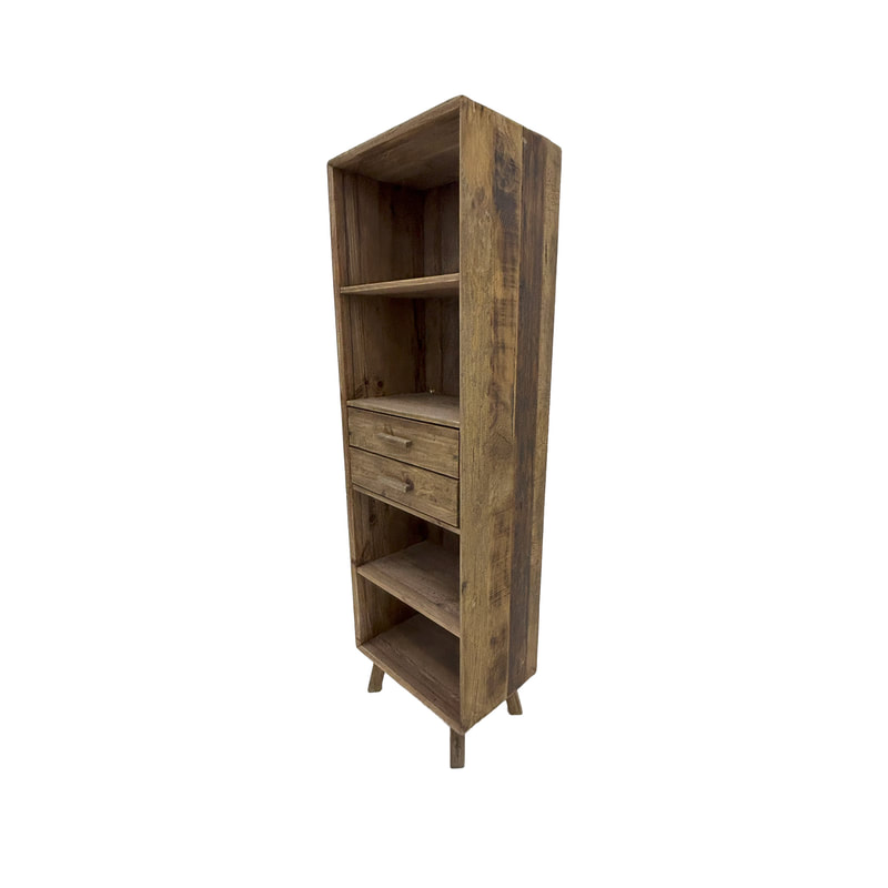 P-SU802-NW Montana natural wood bookcase with drawer