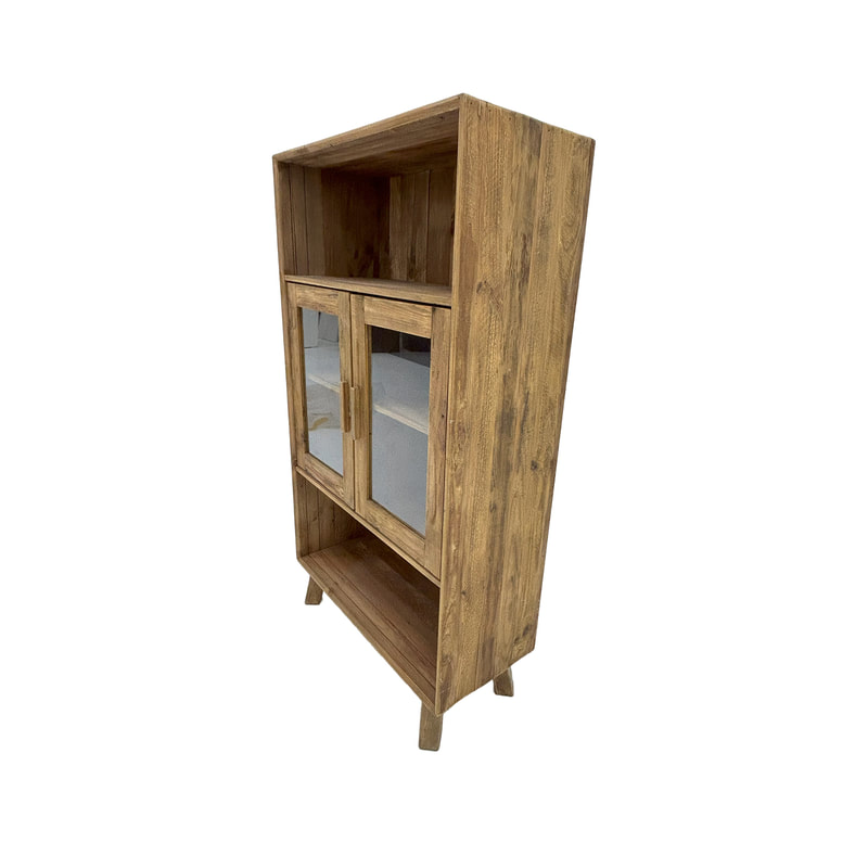 P-SU803-NW Montana natural wood bookcase with built-in cupboard