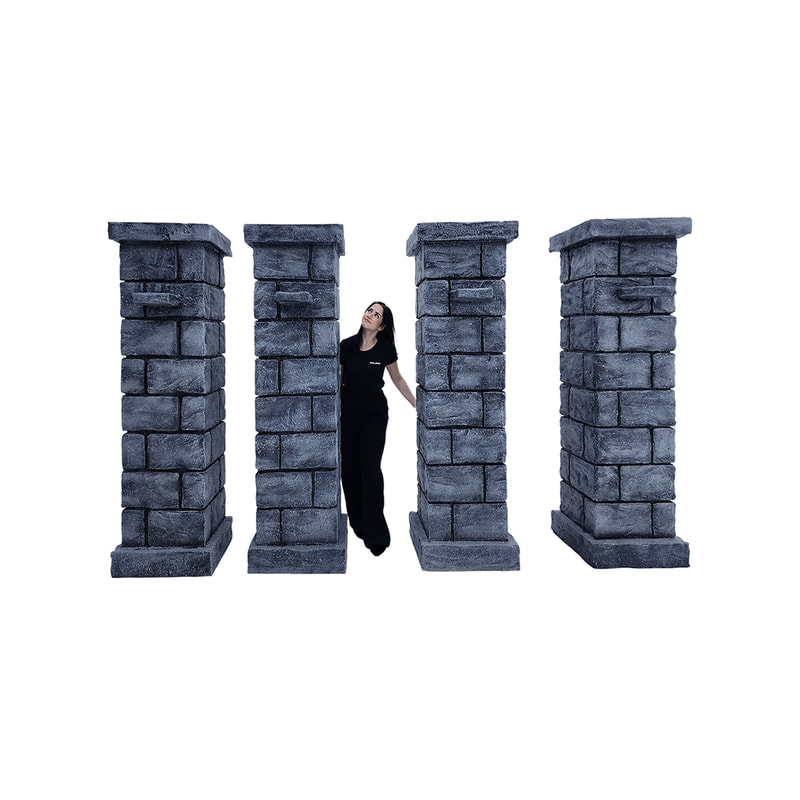 P-PK801-GS Set of 4 cemetery theme column in grey stone finish