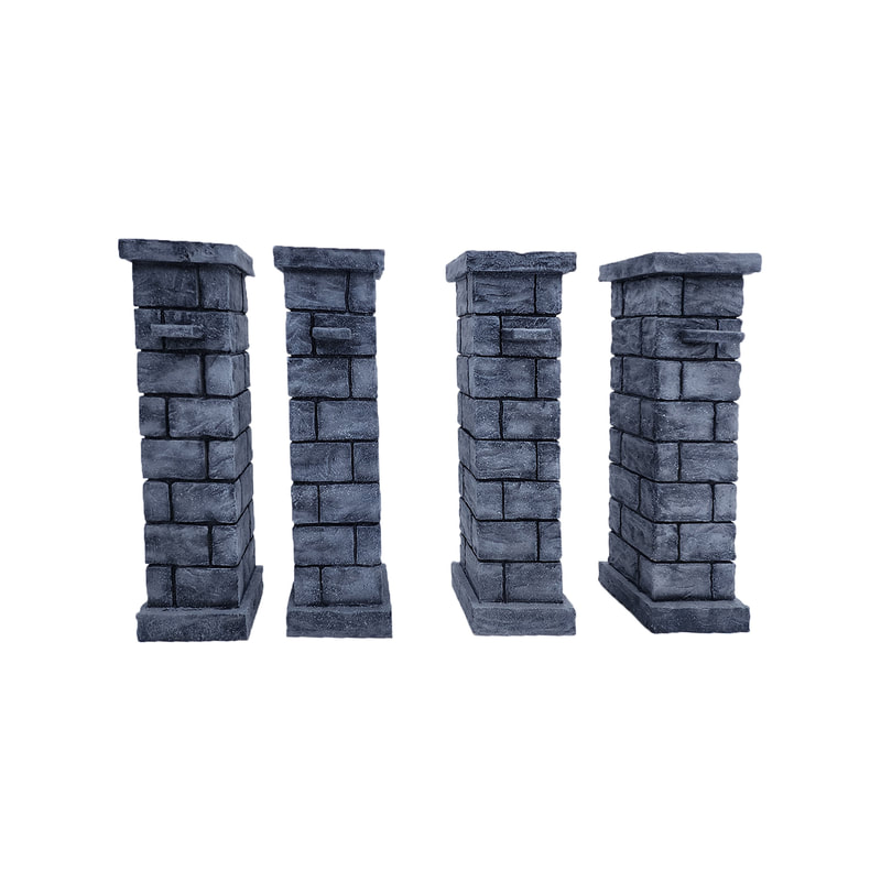 P-PK801-GS Set of 4 cemetery theme column in grey stone finish