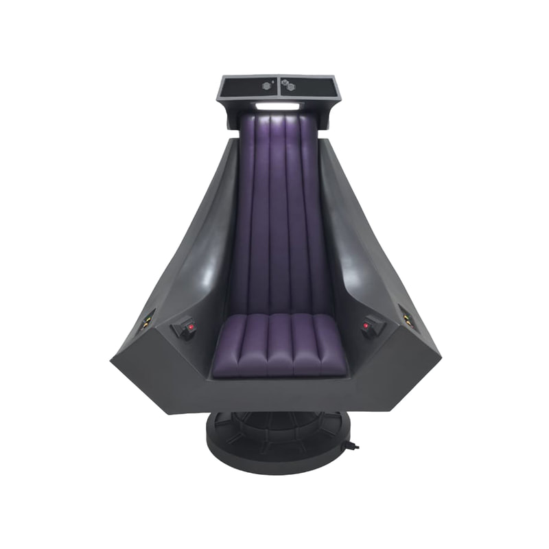 P-TH107-MC 160cm Palpatine throne in black with purple leather and functional lighting