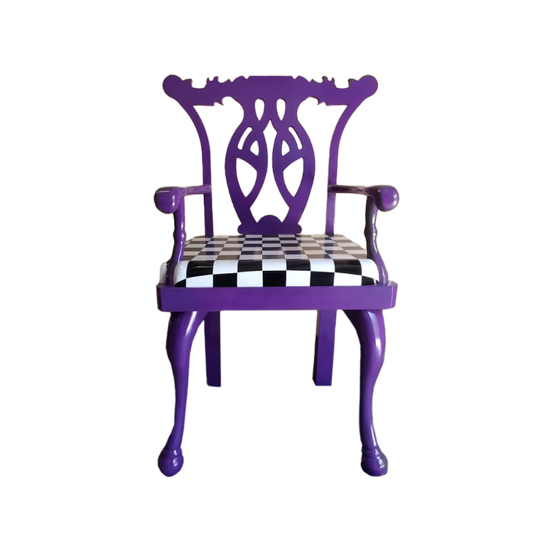 P-TH108-MC 190cm high giant purple throne with checker seat