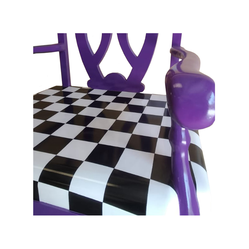 P-TH108-MC 190cm high giant purple throne with checker seat