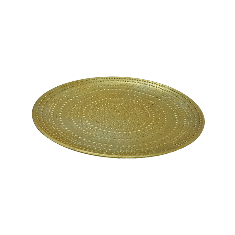 P-TY101-GD 50cm Amira tray in gold with concentric elevated dots