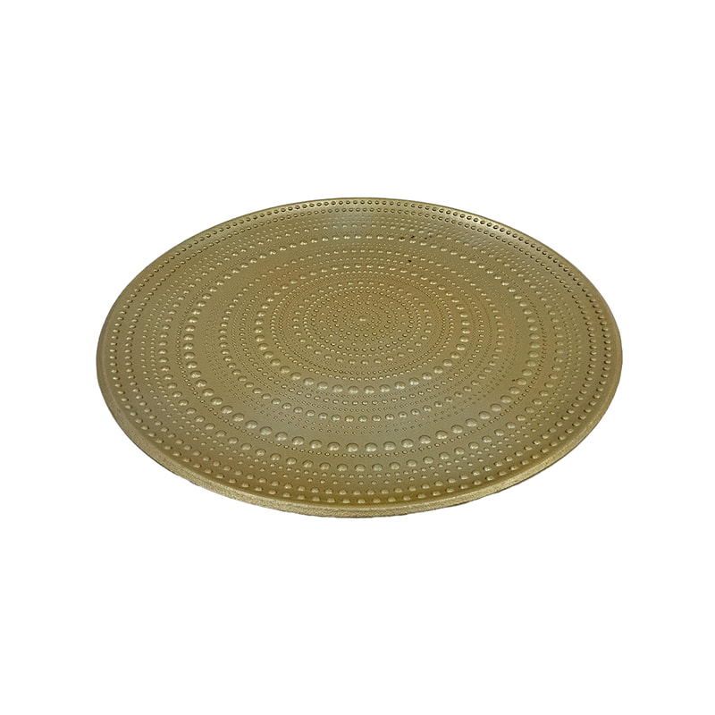 P-TY101-GD 50cm Amira tray in gold with concentric elevated dots