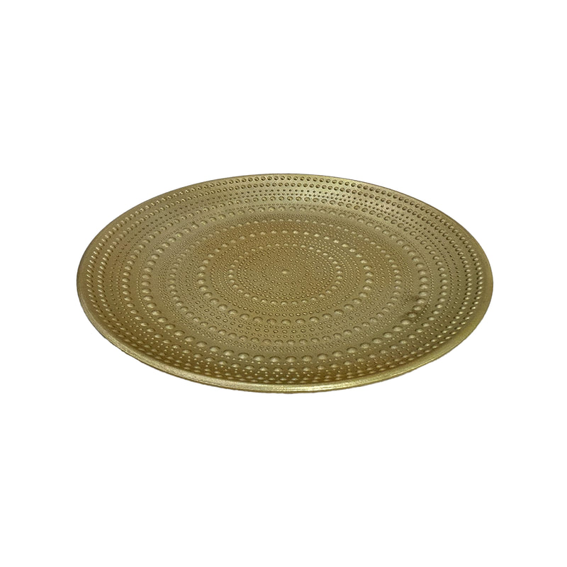 P-TY102-GD 40cm Amira tray in gold with concentric elevated dots