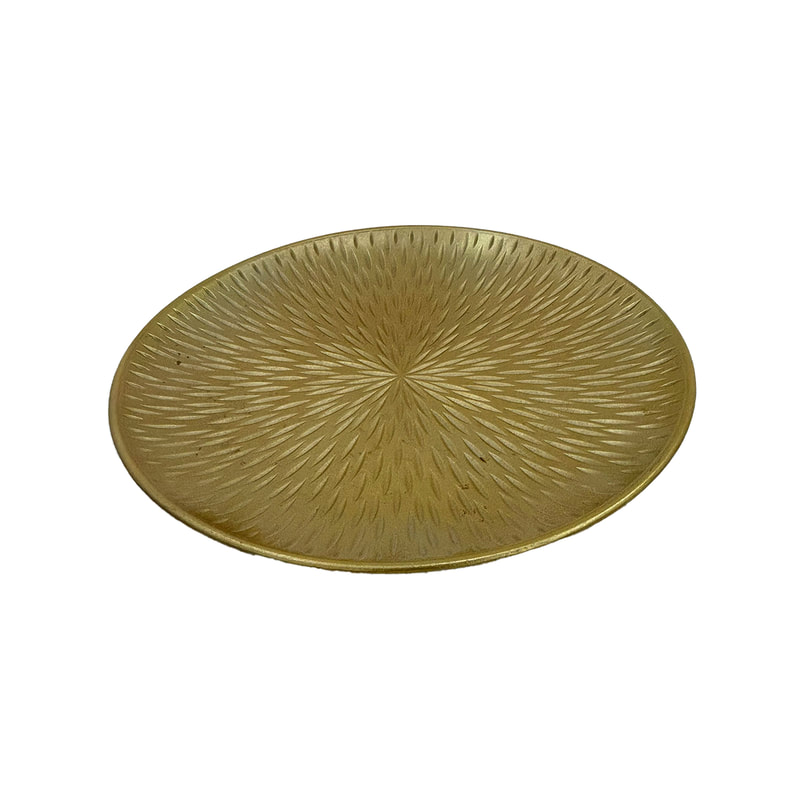 P-TY104-GD 40cm Jamila tray in gold with abstract art design