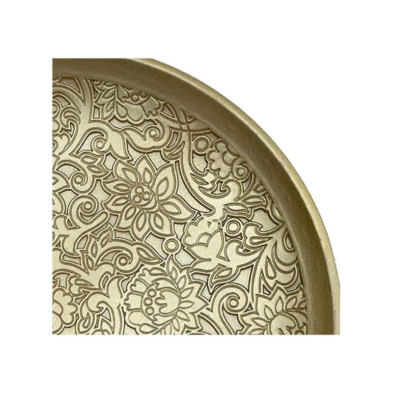 P-TY105-GD 40cm Farah tray in gold with engraved floral design