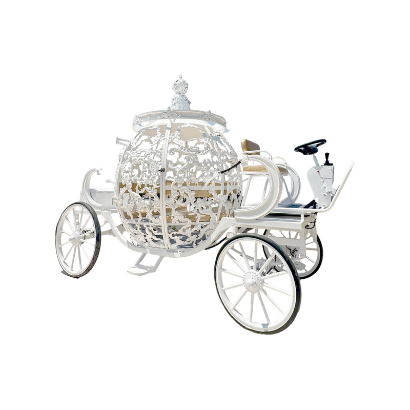 P-VE151-WH Princess carriage in white details with white interior