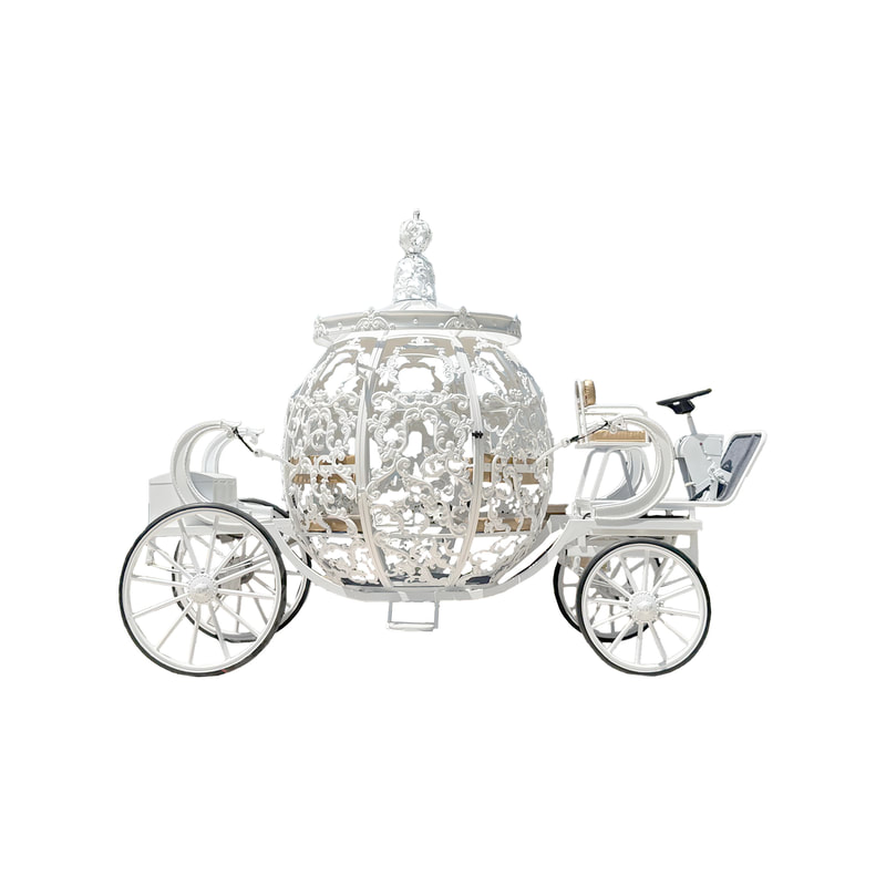 P-VE151-WH Princess carriage in white details with white interior