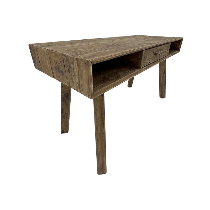 P-WR802-NW Montana natural wood desk with draw and shelf