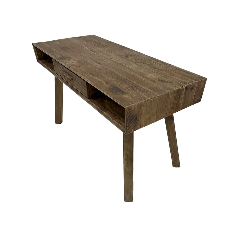 P-WR802-NW Montana natural wood desk with draw and shelf