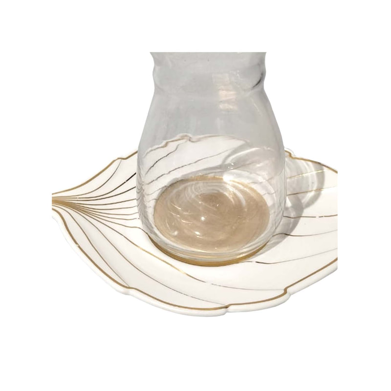 P-XY104-MC 11cm Type 2 decorative Arabic tea cup and saucer set with multi-colour design