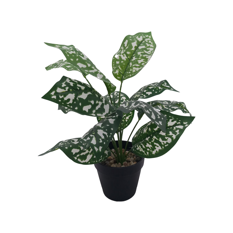 P-AP113-GR 8cm Variegated artificial philodendron table top plant