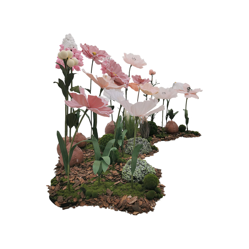 P-FK870-PW Giant Flower large set in pink and white