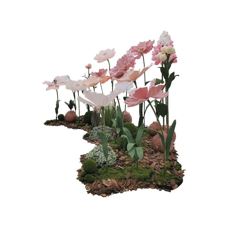 P-FK870-PW Giant Flower large set in pink and white