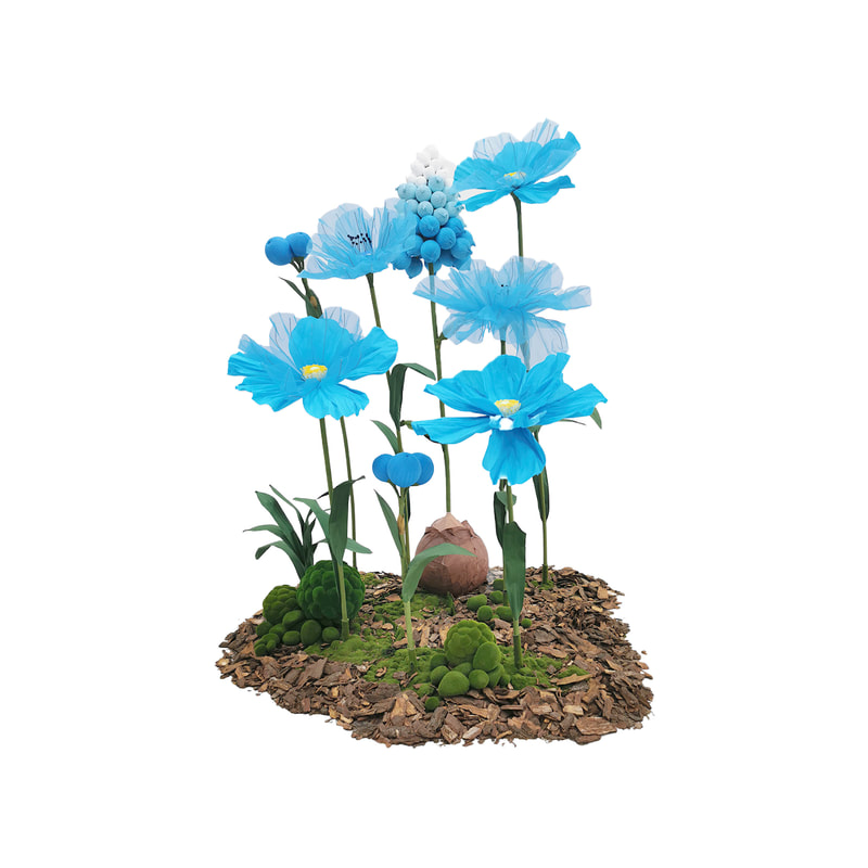 P-FK831-UW Giant Flower medium set in blue and white