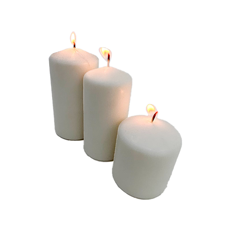 P-LQ103-WH Type 3 12cm & 8cm white wax candle set