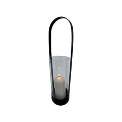 Selena Glass Candle Holder - 14cm - Black ​P-LC125-CL