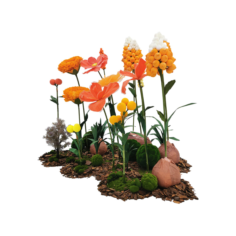P-FK840-OR Giant Flower large set in orange