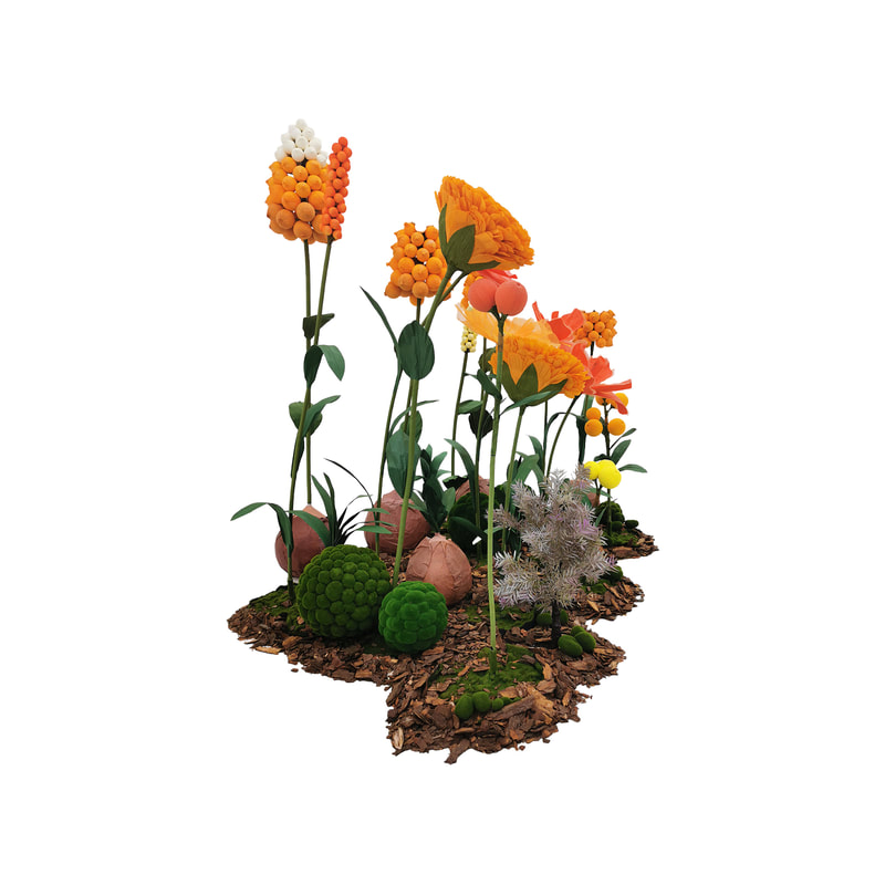 P-FK840-OR Giant Flower large set in orange