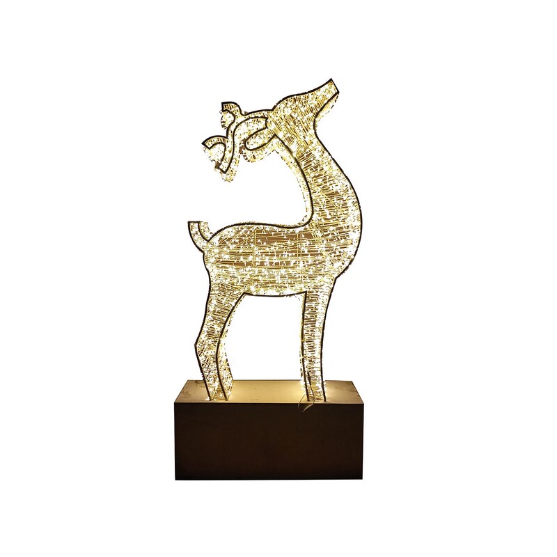 P-CM154-GD 277cm LED reindeer in gold frame on box stand 