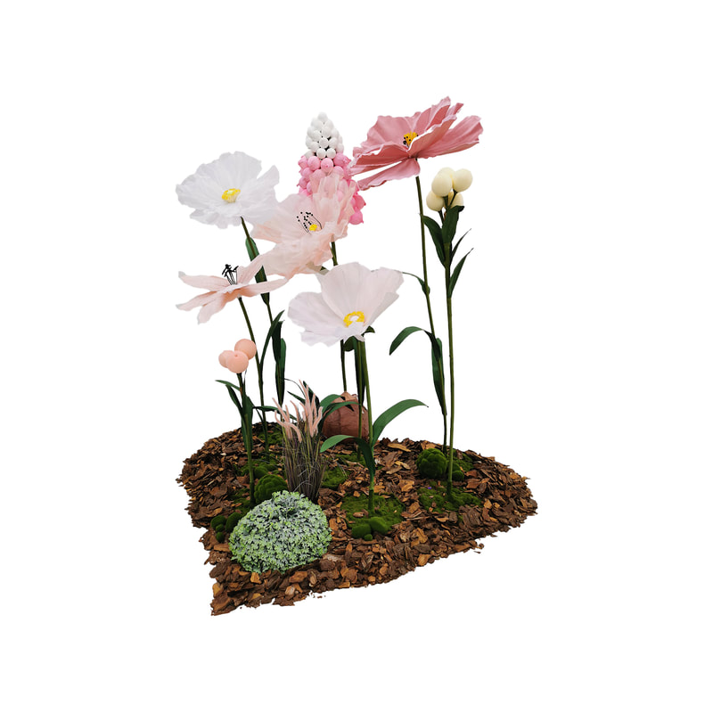 P-FK871-PW Giant Flower medium set in pink and white