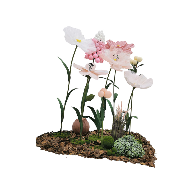 P-FK871-PW Giant Flower medium set in pink and white
