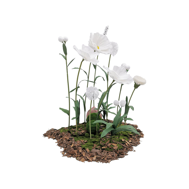 P-FK881-WH Giant Flower medium set in white