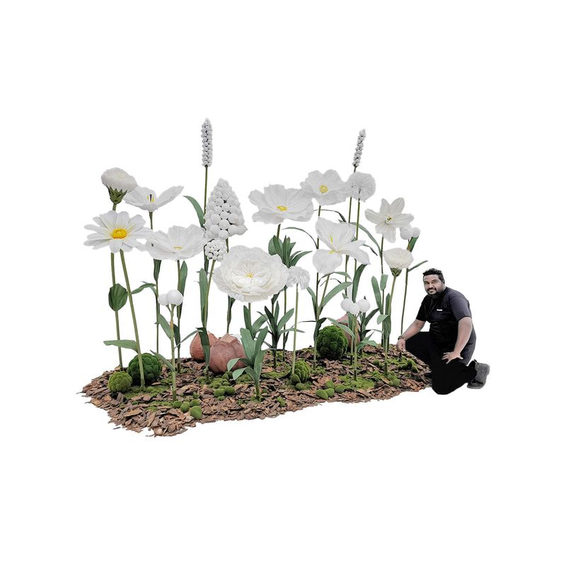 P-FK880-WH Giant Flower large set in white