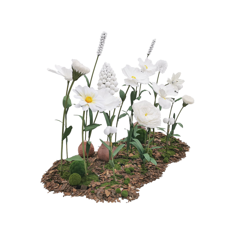 P-FK880-WH Giant Flower large set in white
