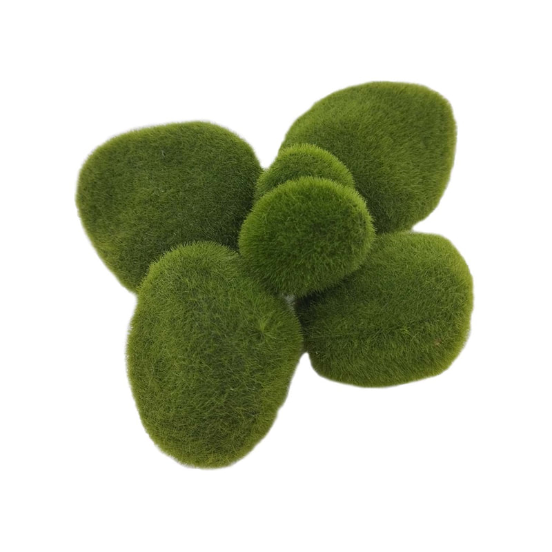 P-BM108-NL Assorted set of 'nearly natural' grass-flocked pebbles in various sizes