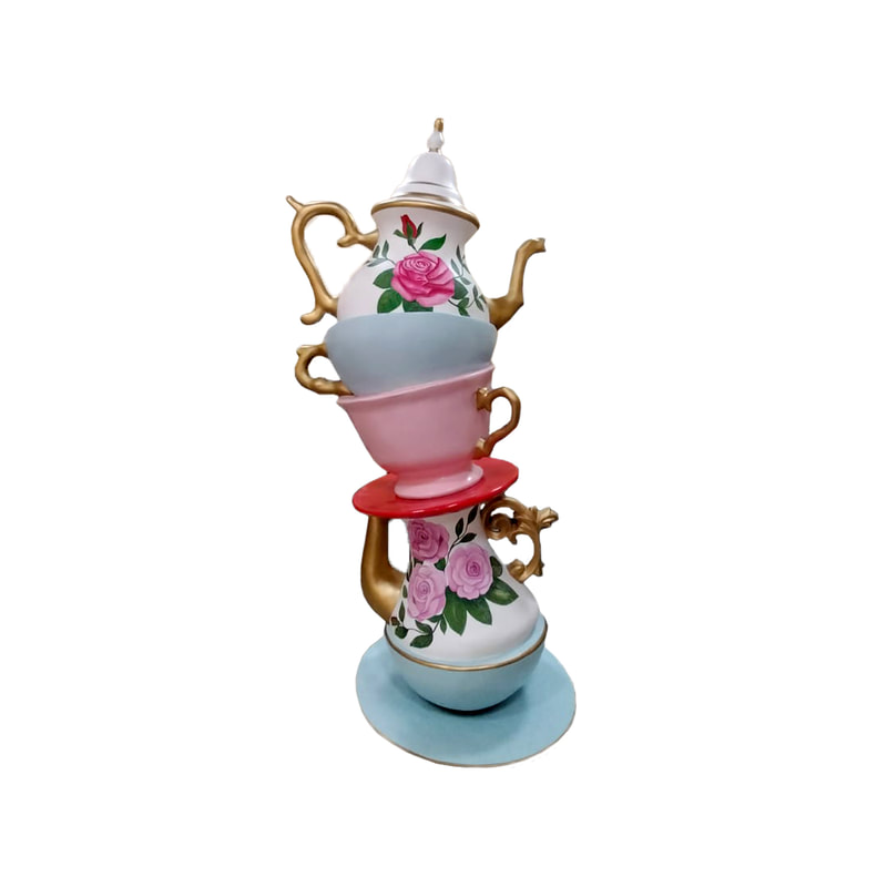 P-PH210-MC 240cm teacup stack with flower print detail