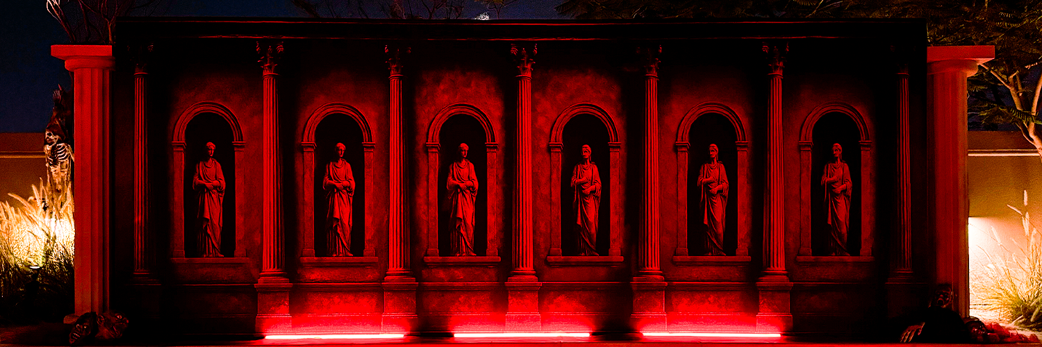 red-gothic-statue-wall