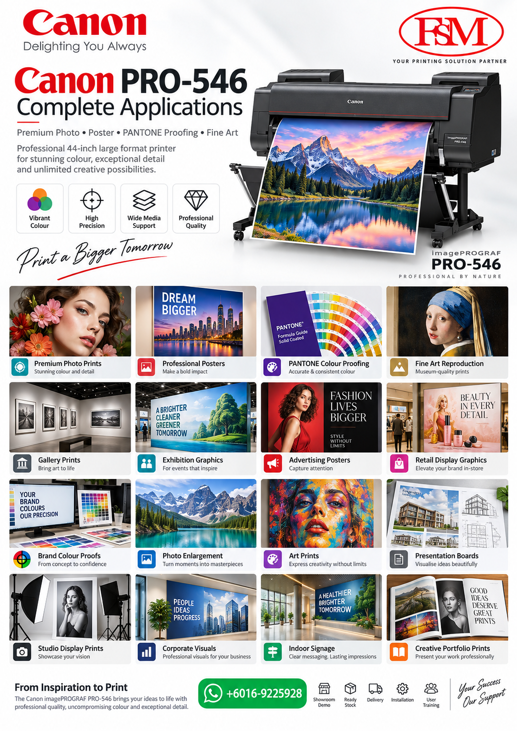 premium photo poster and PANTONE proofing printer Canon imagePROGRAF PRO-546 44 inch in Petaling Jaya Kuala Lumpur by FSM Solution Sdn Bhd for professional photo prints fine art prints posters gallery prints brand visuals colour proofing exhibition graphics and nationwide Malaysia delivery