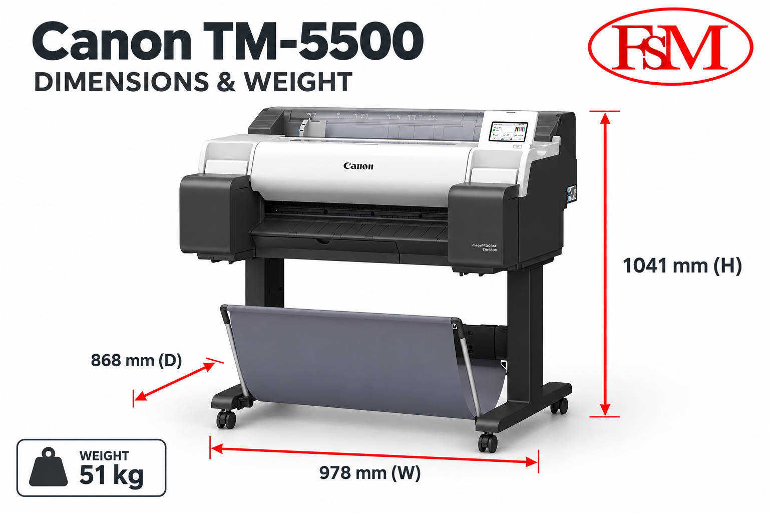 Canon TM5500 Dimension & Weight