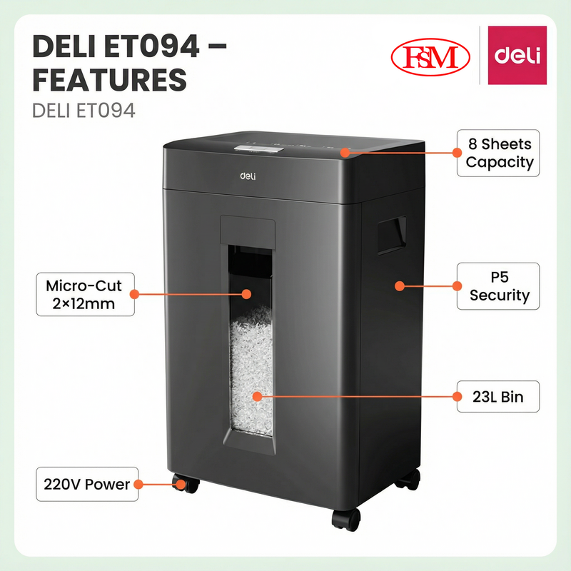 Deli ET094 office document shredder machine for SME and corporate departments