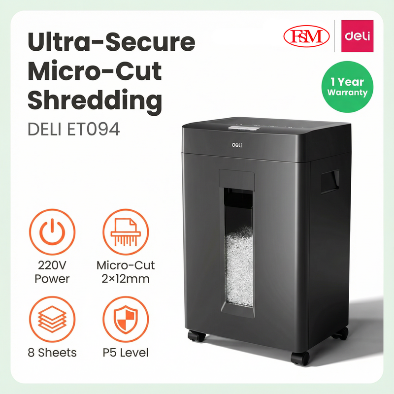 Deli ET094 paper shredder for office use in Malaysia secure document disposal