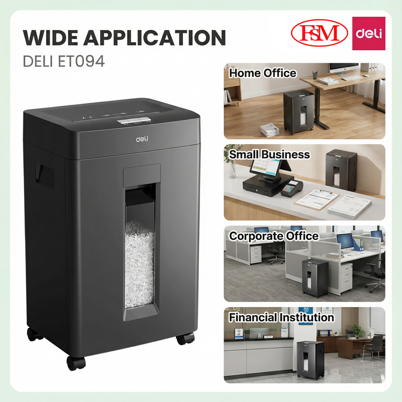 Deli ET094 secure document shredder supplier Malaysia for bulk office purchase
