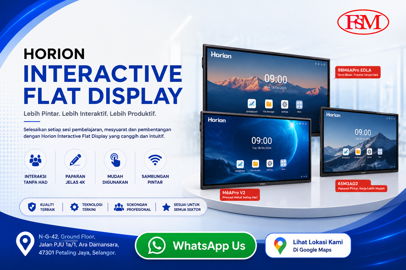 Horion Interactive Flat Panel Display Series & Accessories Range by fsm solution Sdn Bhd