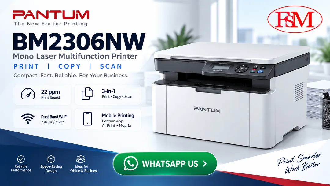 Pantum BP2306NW Single Function Monochrome Wireless Laser Printer by FSM Solution Ara Damansara