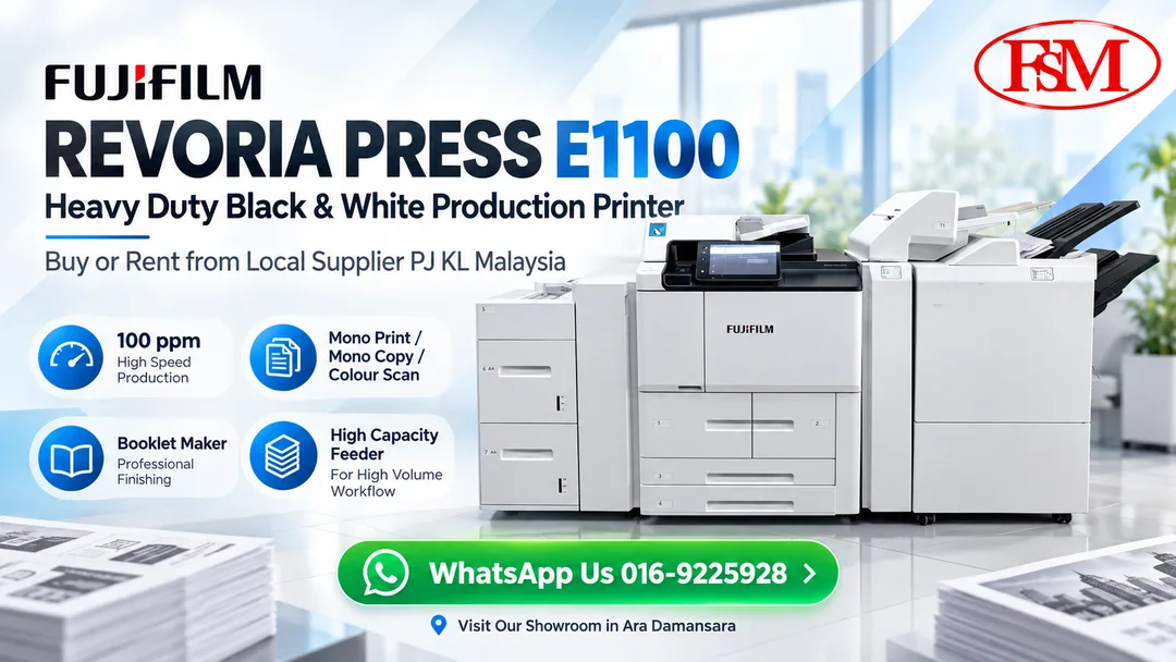Fujifilm Revoria Press E1100 heavy duty black and white production printer for sale and rental in Kuala Lumpur Petaling Jaya Malaysia