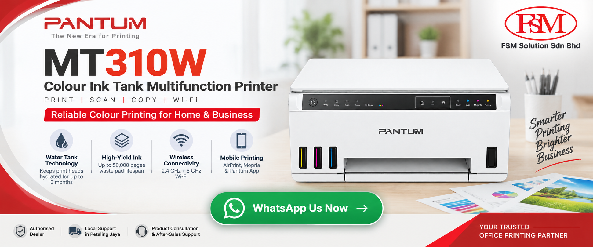 Pantum MT310W Wireless 3-in-1 Color Ink Tank Printer at FSM Solution Ara Damansara