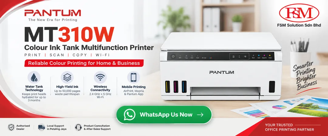 Pantum MT310W Wireless 3-in-1 Color Ink Tank Printer at FSM Solution Ara Damansara