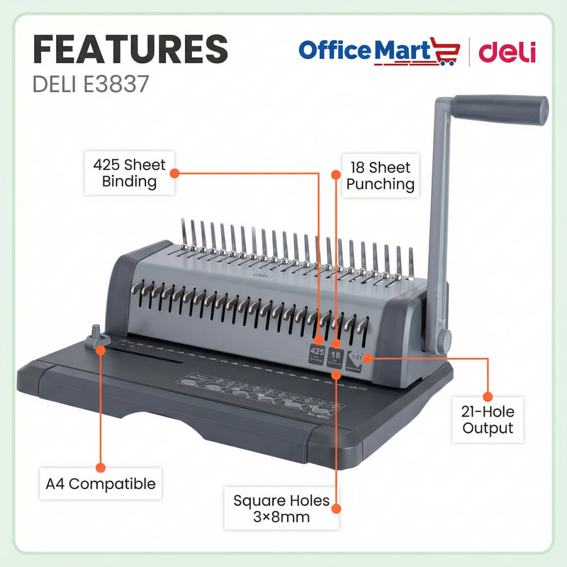 Deli E3873 comb binding machine for office and school use Malaysia