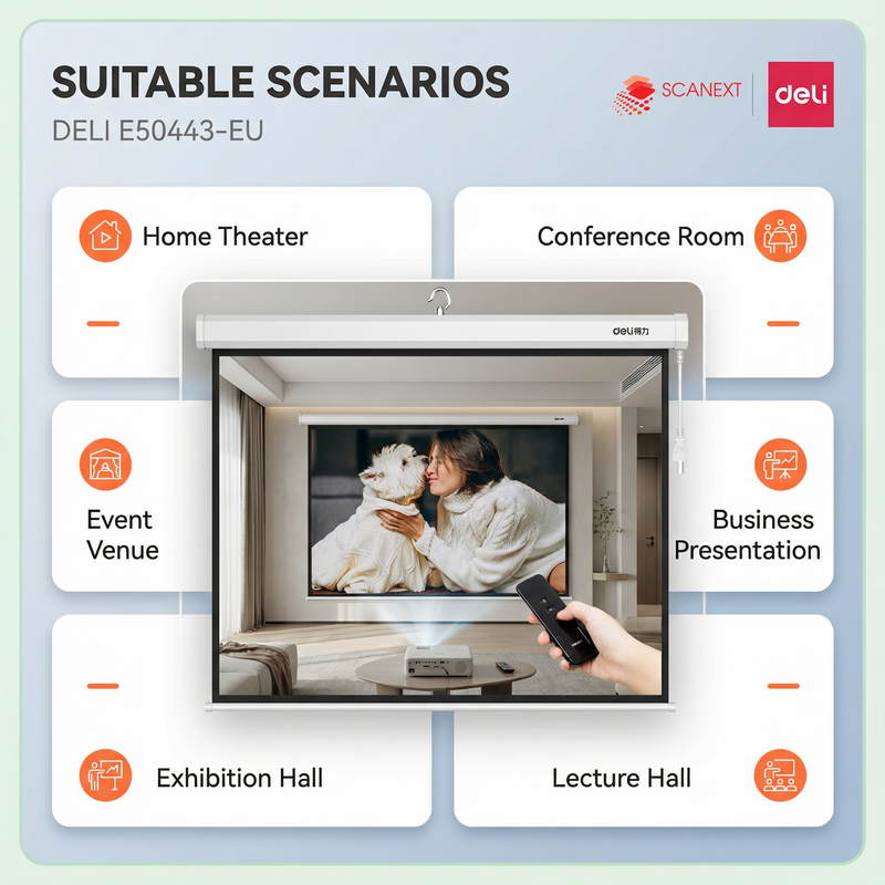 Deli E50443-EU projector suitable for training room and seminar use in Malaysia
