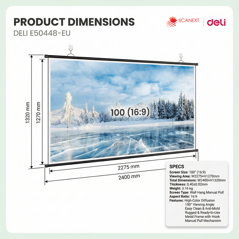 Deli E50448-E projector used in Malaysia office meeting room for professional presentations